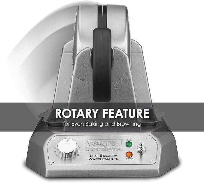 Waring Commercial WMB400X Single Mini Belgian Waffle Maker w/Cast Aluminum Grids 120V, 1200W 5-15 Phase Plug
