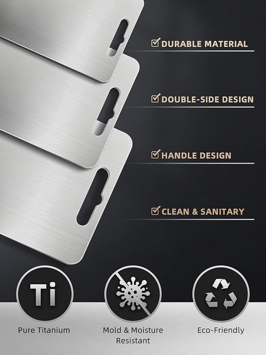 100% Titanium Cutting Board for Kitchen - Dishwasher Safe Chopping Boards with Handle, Reversible Charcuterie Board for Home Counter Outdoor Camping Housewarming Gifts for Women (3 PCS)