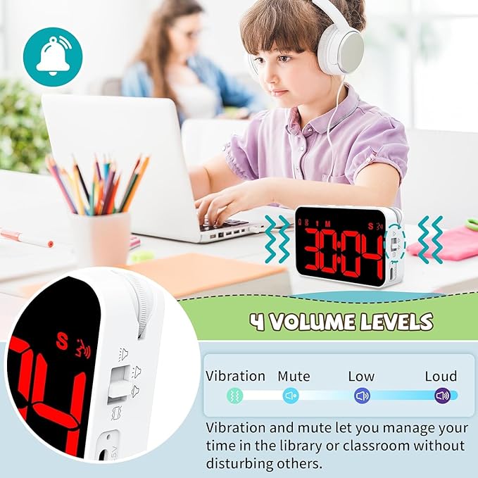 Kitchen Digital Timer, Count Down Up, Rechargeable, Vibration Mode Adjustable Volume and Brightness LED Display, Time Management Cook, Desk, Kids Adults Study Teaching, Kitchen Gadgets Red-1