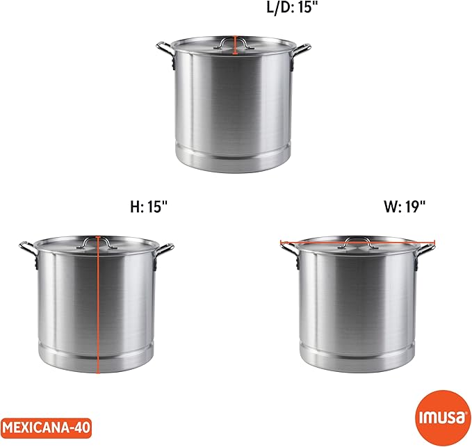 IMUSA 40 Qt Tamale Steamer Vaporera Stock Pot Aluminum Tamalera 10 Gallons