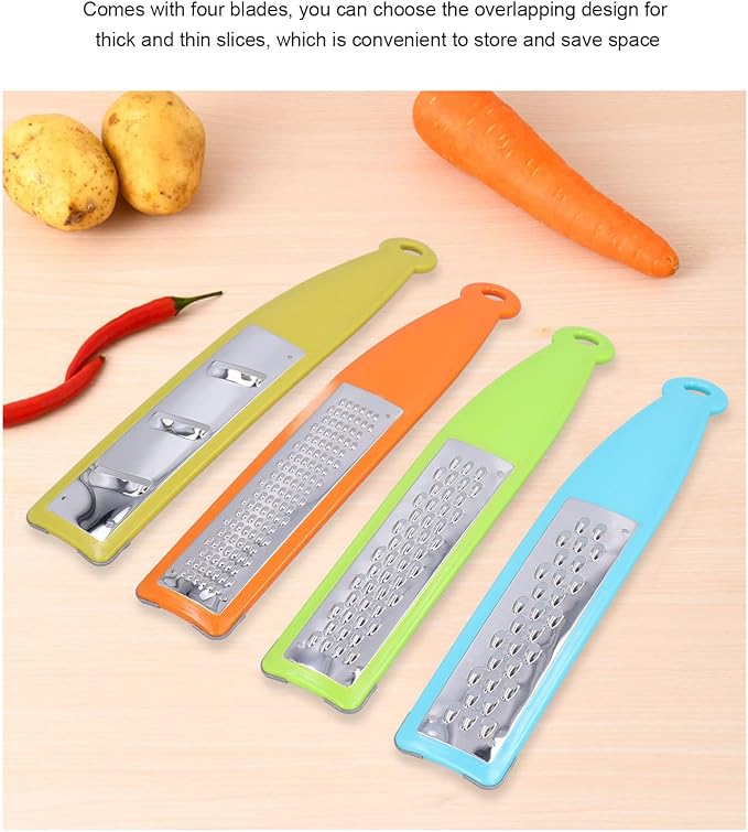 FLEXMAN Lemon Zester, 4 in 1Pointed Blade Design Cheese Shredder with Four Blades, Ginger Grater for Cheese, Ginger, Garlic, Nutmeg, Chocolate, Vegetables, Fruits