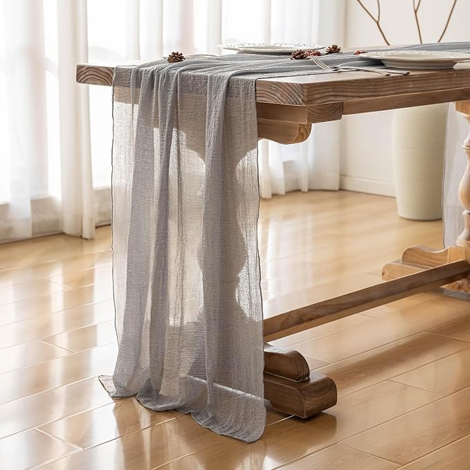 Keketoarrange Cheesecloth Table Runner Dusty Blue Gauze Rustic Cheese cloth Table Runner 120 Inch 10 FT for Wedding Baby Bridal Shower Birthday Engagement Party Long Sheer Boho Spring Home Decorations