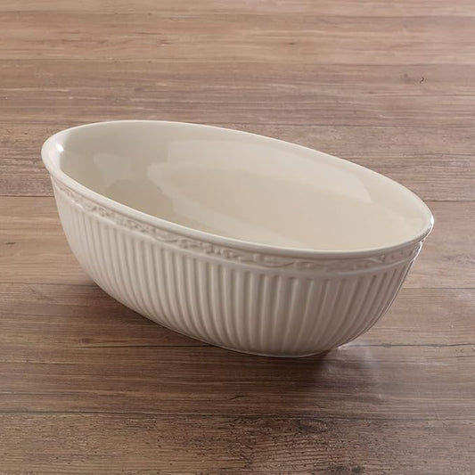 Mikasa Italian Countryside Oval Serving Bowl, 10.5", White
