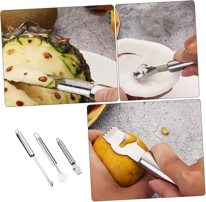 3-Piece Stainless Steel Multi-functional Grater Set Lemon Zester Pineapple Grater Coconut for Kitchen for Citrus and Fruit Shredding
