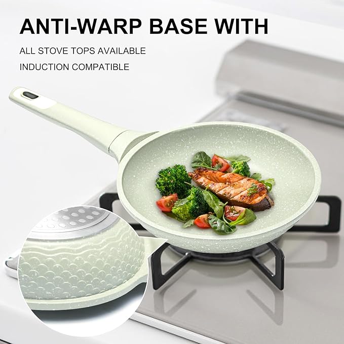 Xuanying 8 Inch Non Stick Frying Pan with Lid - Omelette & Egg Pan Skillet | PFOA/PFAS Free Healthy Cookware | All Stovetop & Dishwasher Safe | Heat Resistant Handle | Eco-Friendly