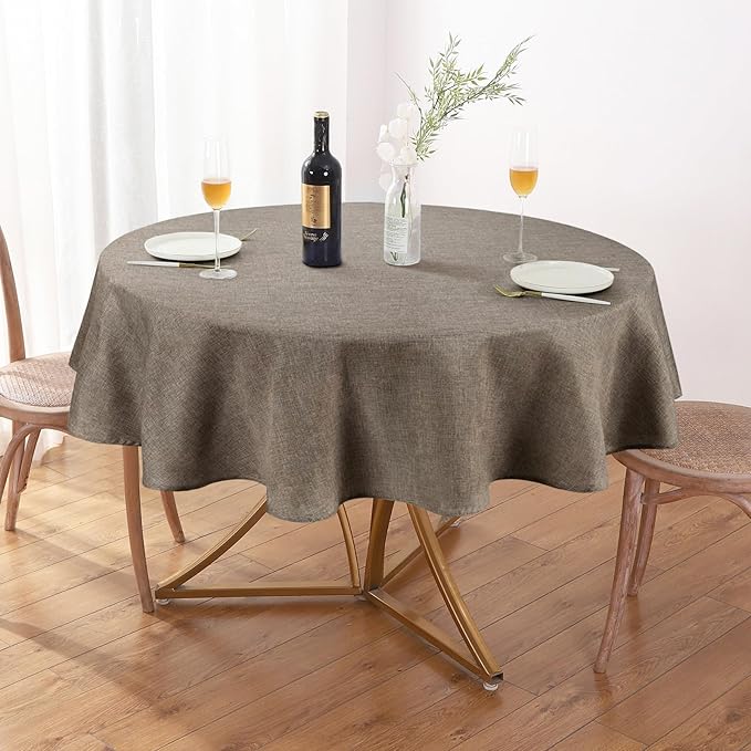 AUSSPVOCT Textured 50 Inch Round Tablecloth Up to 35'' Dia Tables, Waterproof Spill-Proof Wipeable Table Cloth Wrinkle Free Circle Dining Table Cover for Birthday Farmhouse Outdoor Party Tablecloths