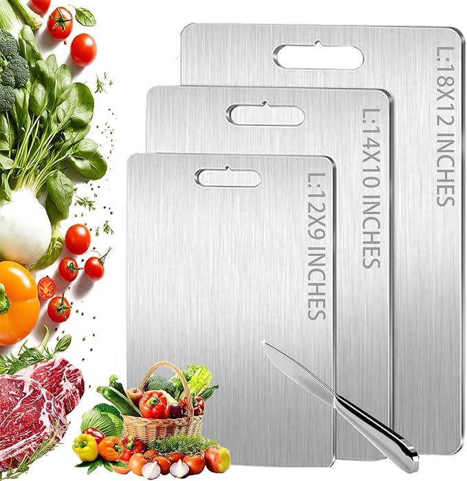 Titanium Cutting Boards - 2025 Upgrade 100% Pure Titanium Cutting Boards For Kitchen, 1 Pack Double-sided food-grade Cutting Board, Easy to Clean (14 * 10INCH)