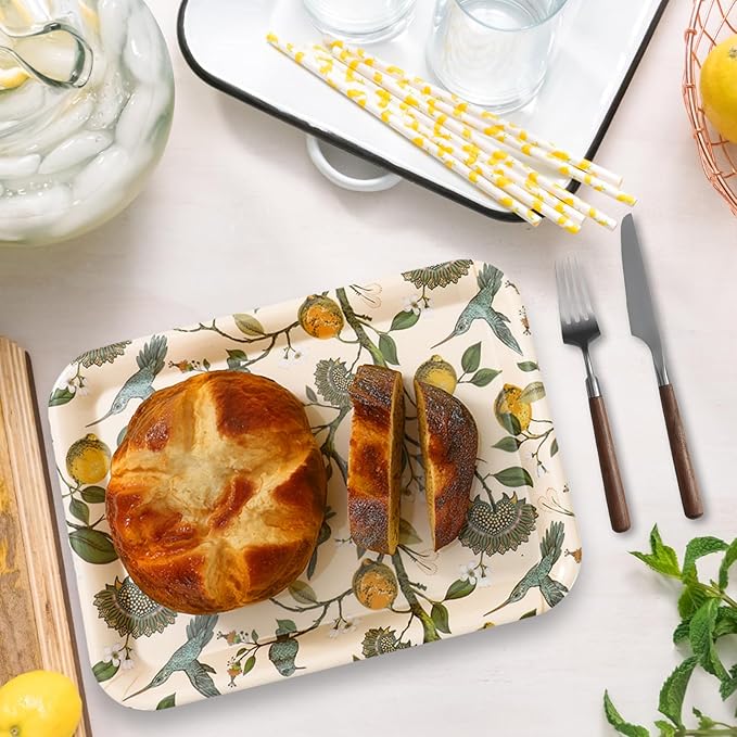 3Pcs Lemon Bird Serving Tray Summer Vintage Melamine Charcuterie Board Cheese Appetizer Board Snack Serving Platter for Home Party Food Supplies