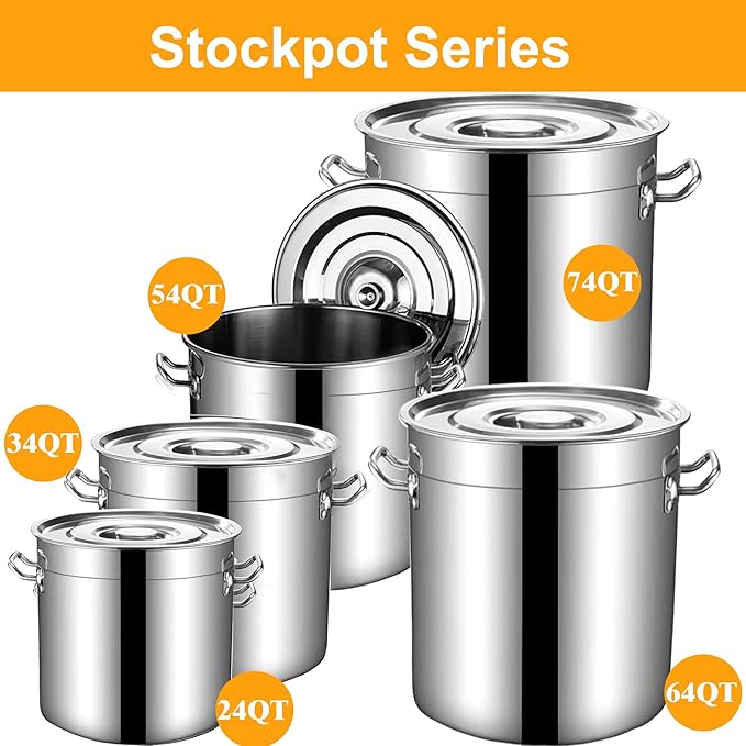 MANNY HOME 24-Quart Stainless Steel Seafood Stockpot with Basket, Crawfish, Crab, Lobster Boil StockPot, Shrimp Boil Stock Pot with Strainer, Turkey Fryer Pot,27L,7Gallon