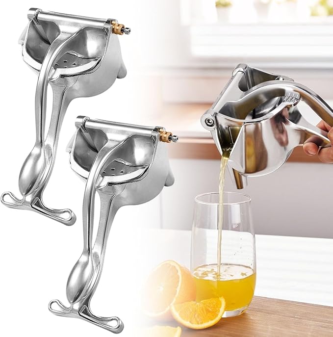 Heavy Duty Manual Fruit Juicer Press, 2026 New Hand Press Citrus Squeezer With Large Capacity Bowl, Detachable Aluminum Alloy Juice Extractor for Oranges Lemons and Other Fruits (2)