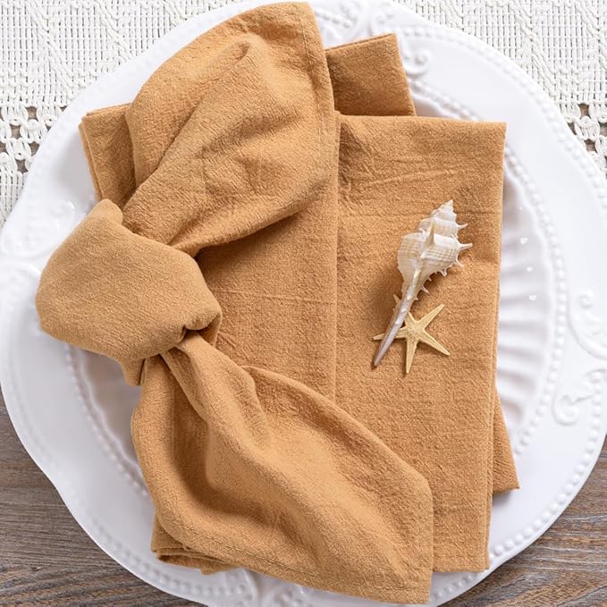 MLMC 8 Pack Mauve Pink Cloth Napkins Rustic Washable Cotton Linen Napkins Set of 8 17"x17" Reusable Dinner Napkins Cloth for Wedding Bridal Shower Tea Party Picinc Everyday Use