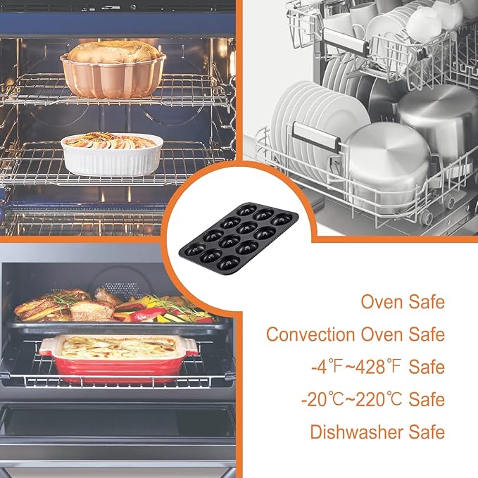 CHEFMADE Nonstick Donut Pan, 12 Cavity Ring Doughnut Baking Pan