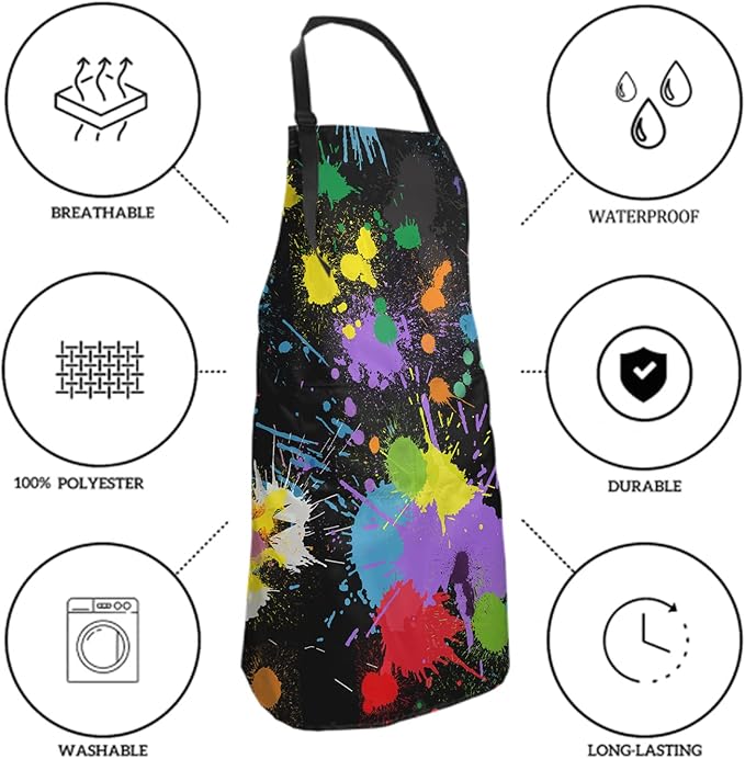 Apron with Pockets Aprons for Women Men Kitchen Chef Apron for Cooking Gardening Server Waitress Painting