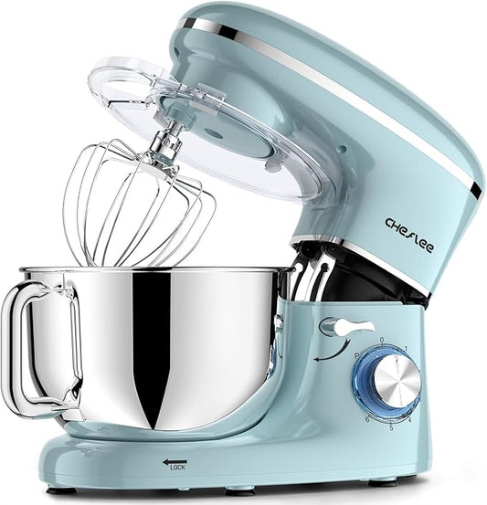 Stand Mixer,660W 6+P With 6.5QT Stainless Steel Bowl,Dough Hook, Wire Whip & Beater,for Most Home Cooks (Blue)