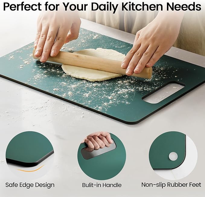 Culiex Wood Fiber Cutting Board 2-Pack, Composite Chopping Boards for Kitchen, Dishwasher Safe, Non-Toxic, High Density, Knife Friendly, BPA Free, Non-Slip Feet for Cutting Meat, Vegetables, Fruits