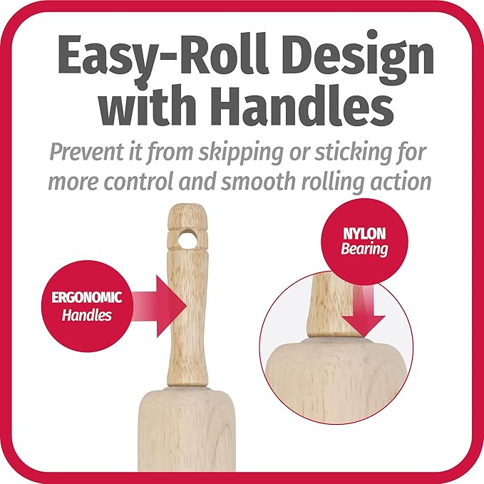 GoodCook Everyday Rolling Pin,17 inches,Wood,(Pack of 6)