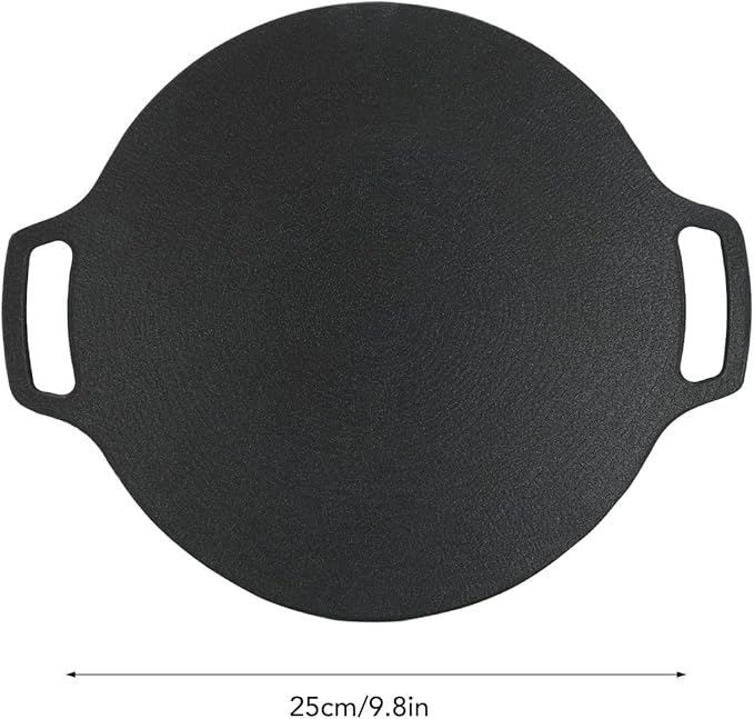 VBESTLIFE Korean Grill Pan, Double Handle Non Stick 6 Layer Coating Aluminum Alloy Gas Cooker Round BBQ Griddle for Outdoor Camping