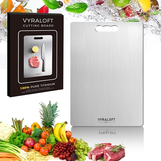 Titanium Cutting Board For Kitchen, 100% Pure Titanium Cutting Boards, Double-sided Food Grade Quality 1 Pack, Easy To Clean And Will Not Absorb Odors, Suitable For Kitchen Or Outdoor(Small Size)