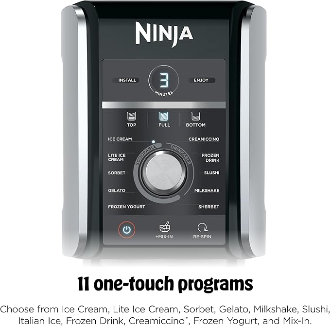 Ninja CREAMi Deluxe Ice Cream Maker, Treats and Frozen Desserts, Sorbet, Milkshakes, Yogurt and More, 11-in-1 Programs, XL Capacity, Includes Two 24-oz Family-Size Tubs, Silver, NC501