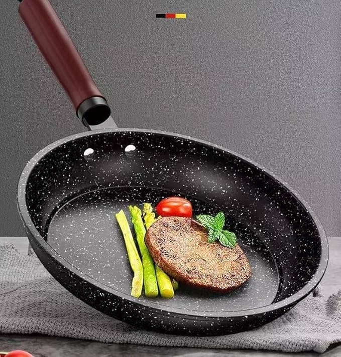 CBESTUTENSIL Non-stick frying pan, granite-coated skillet, lightweight egg pan, chef's frying pan,Fried eggs don't stick to the pan， wooden handle (10 inches)
