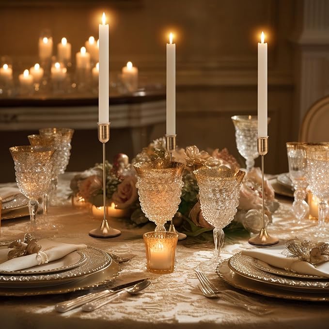 Candlestick Holders, Taper Candle Holders Set of 3, Gold Vintage Candle Sticks Holder Decor for Table Centerpiece, Fireplace Mantel, Weddings, Housewarming & Valentine's Day Décor
