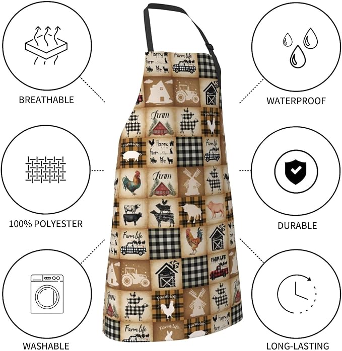 Apron with Pockets Aprons for Women Men Kitchen Chef Apron for Cooking Gardening Server Waitress Painting