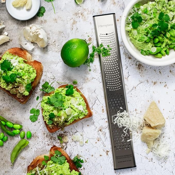Microplane Dual Blade Stainless Steel Zester 2in1 – 30th Anniversary Edition, Dual Function Zesting Ideal for Citrus, Cheese, Chocolate, American-Made Blade, Ergonomic & Dishwasher Safe