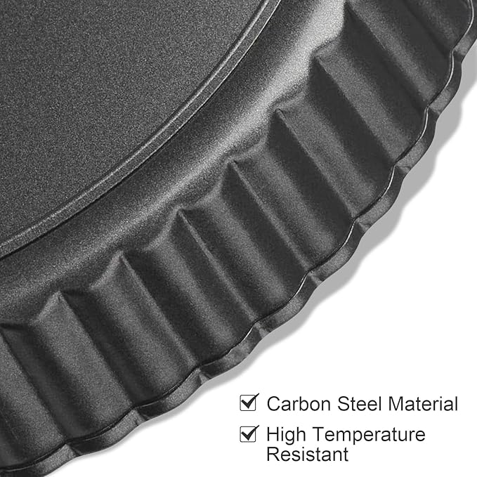 Mooisco 8 Inch Tart Pan Fluted Fruit Pie Pans With Removable Base Nonstick Coating Tarts Molds for Baking Supply For Pizza Tartlet Cake Quiche