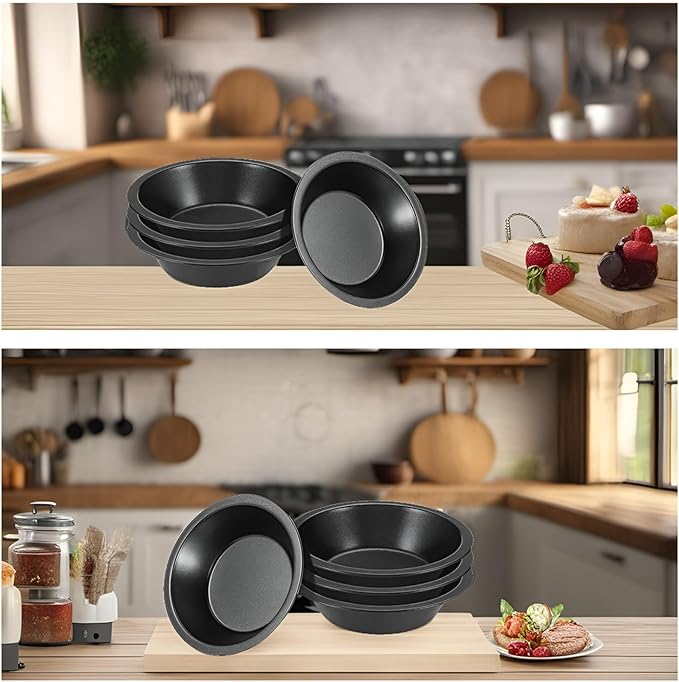 RHBLME 10 Pack Mini Pie Tins, Nonstick 4 Inch Small Pie Pans, Carbon Steel Individual Pie Tins for Baking Dessert, Fruit Pie and Beef Pie, Oven Safe & Dishwasher Safe