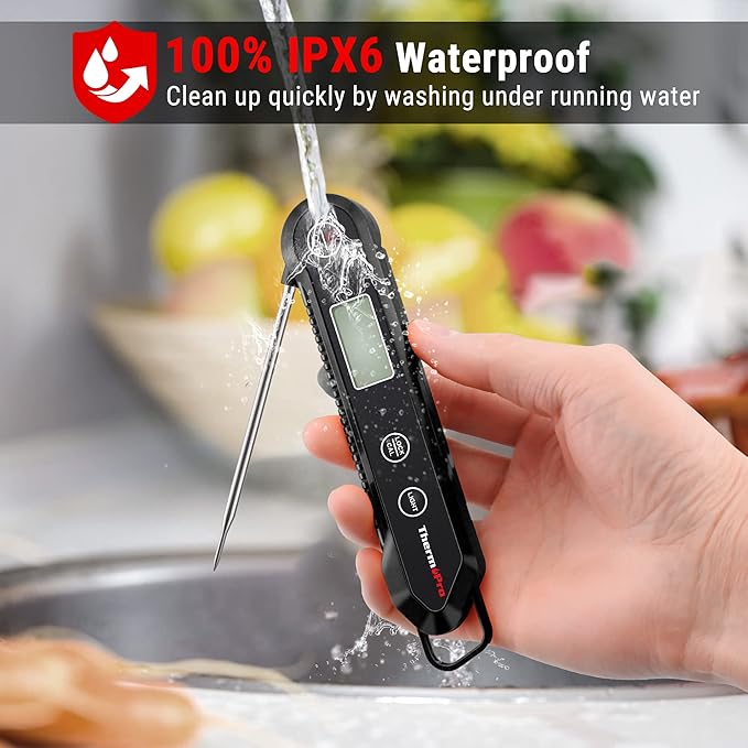ThermoPro Digital Instant Read Meat Thermometer for Grilling Waterproof Kitchen Food Thermometer with Calibration & Backlight Baking Bread Candy Thermometer Cooking Tools Utensils