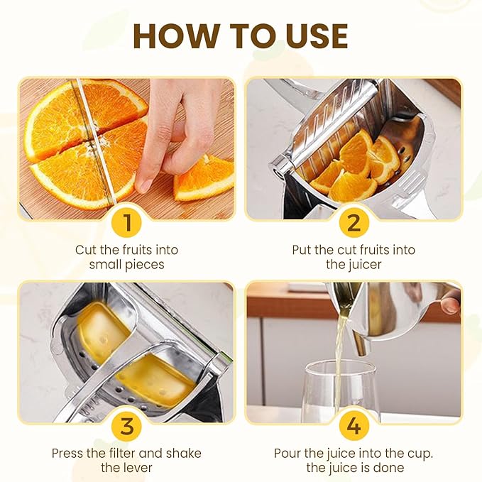 Heavy Duty Manual Fruit Juicer Press, 2026 New Hand Press Citrus Squeezer With Large Capacity Bowl, Detachable Aluminum Alloy Juice Extractor for Oranges Lemons and Other Fruits (1)