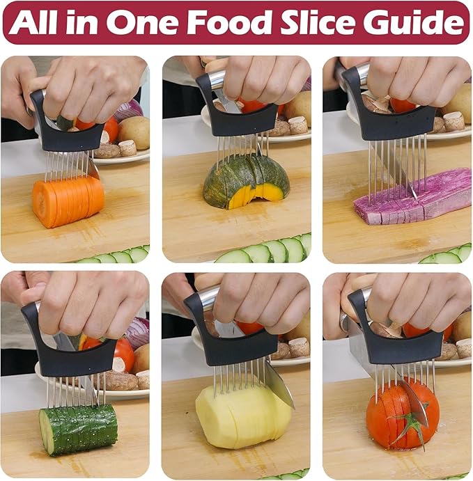 tainless Steel Onion Holder for Slicing,Onion Slicer Holder,Onion Cutter for Slicing of Onions,Tomatoes,Avocados,Eggs and Other Vegetables,KItchen Utensils