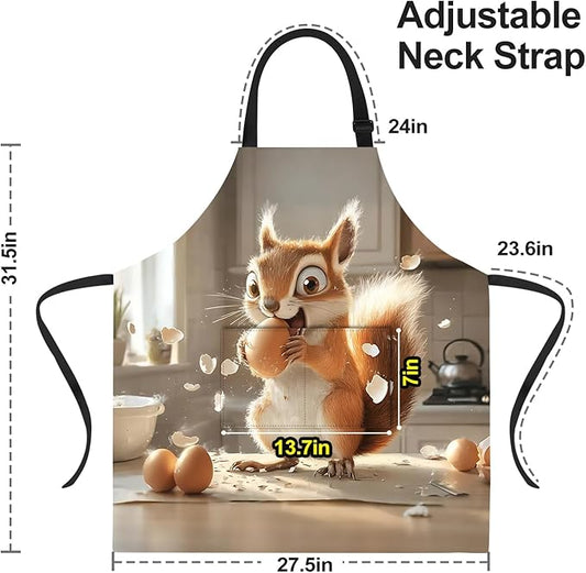 Funny Cat Apron with 2 Pockets Waterproof for Men Women Kitchen Garden Decor