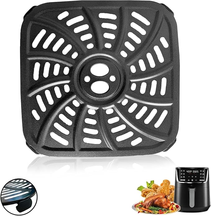 HQT 4QT Air Fryer Grill Pan for Gourmia GAF414 Digital Air Fryers, Upgraded Air Fryer Grill Crisper Plate Tray Rack Insert Grate Grid Shelf for 4QT Gourmia Air Fryer, Nonstick, Dishwasher Safe