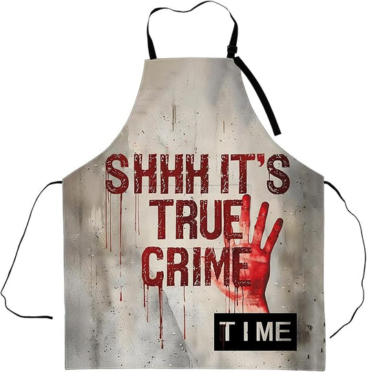 True Crime Apron,Adjustable Waterproof Oxford Fabric Kitchen Apron with 2 Pockets for Men and Women, Cooking, Baking, BBQ, Coffee Shop, Housewarming Gifts, 28x33 Inches