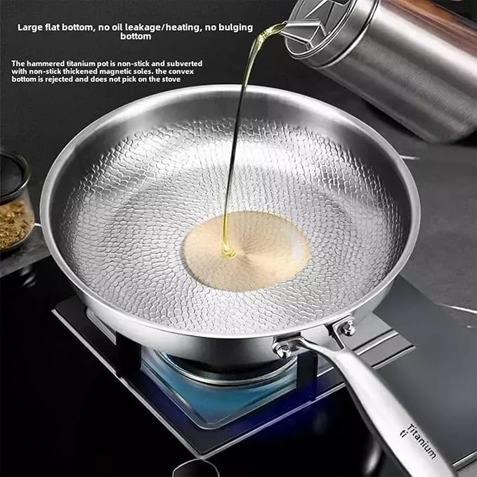 2026 new Titanium Hammered Pan Pro with Lid, titanium pans for cooking -Durable Scratch-Resistant Non Stick Titanium Nutri Pan for Cooking (8in)