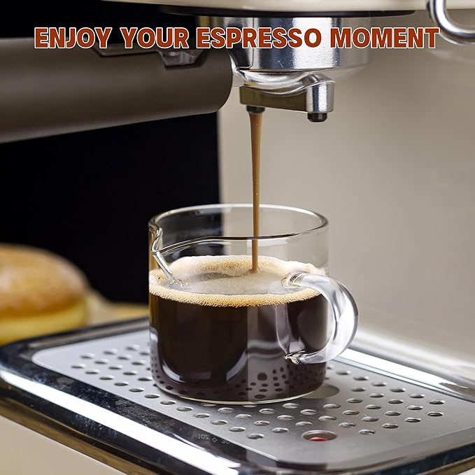 Espresso Cups, Set of 4, Glass Coffee Espresso Cups with Pour Spout, 4 oz, Clear, Dishwasher Safe