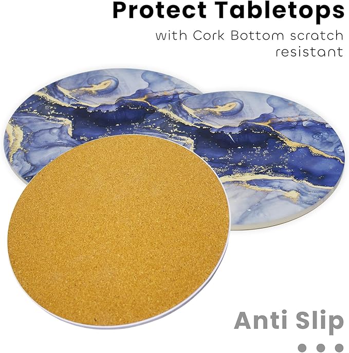 Ceramic 8" Trivets - Marble Style Heat Resistant Hot Pads, Pot Holders for Kitchen, Countertops, Table - Set of 3