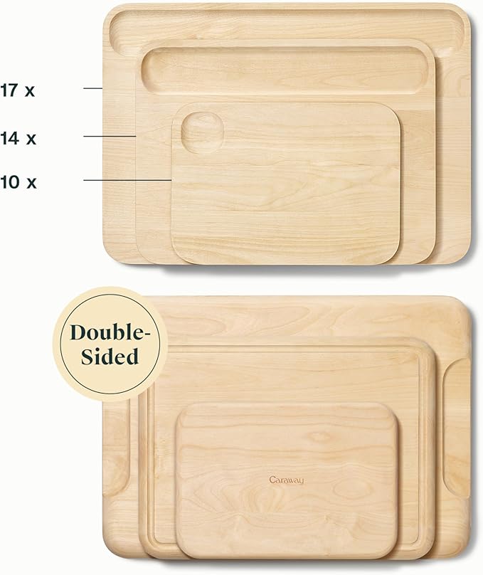 Caraway Cutting Board - Large (17 x 12”) - Double Sided Wood Cutting Board - Made From FSC-Certified Wood - Food-Safe Mineral Oil & Wax Finish