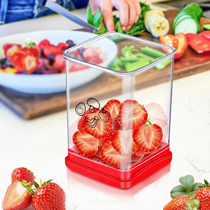 Ponpon Fruit Slicer, Stainless Steel Cup Slicers, Vegetable Slicer for Strawberry Banana Egg, Salad Quickly Making, Portable Kitchen Slicing Tool (2)