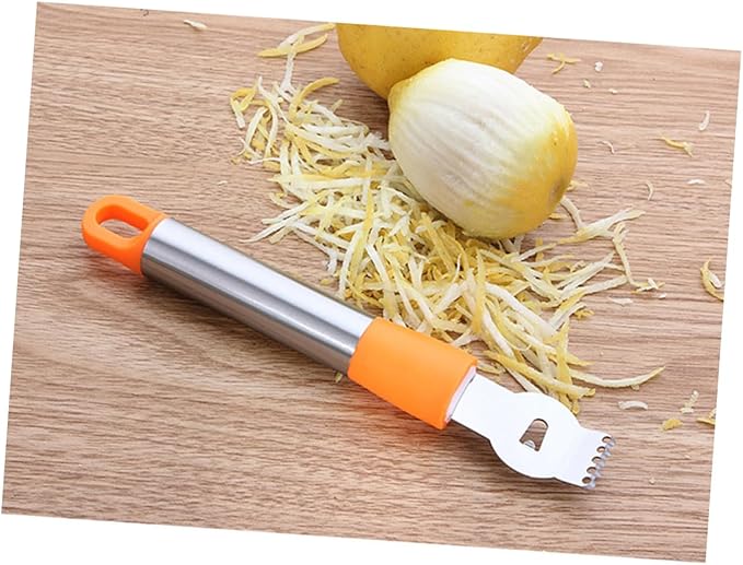Cabilock Stainless Steel Lemon Zester and Peeler with Razor Teeth for Citrus and Chocolate Slicing Comfortable Grip for Cooking and Decoration Random Color Random Color