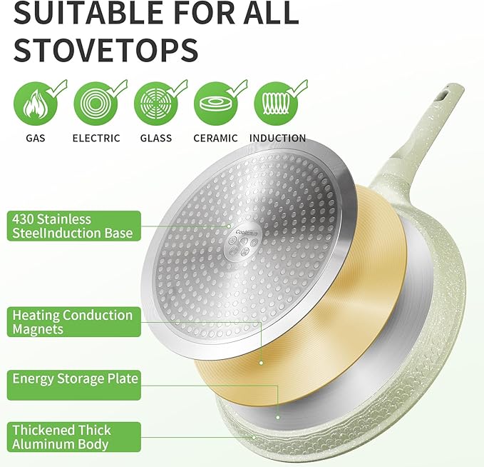 Xuanying Nonstick Crepe Pan, Coating Induction Compatible Skillet Griddle | Dosa Tawa Pan for Roti, Tortillas & Pancakes | Eco-Friendly 100% Free PFOA,PFAS, Lightweight with Cool-Touch Handle