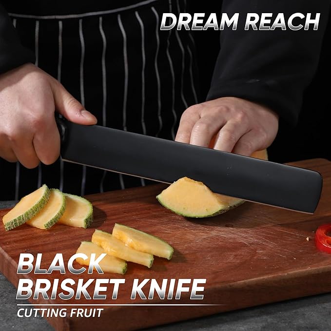 Dream Reach Brisket Carving Knife - Professional Ham Slicing Knife with Full Tang Handle for Kitchen BBQ Birthday Mother Father Gift Idea