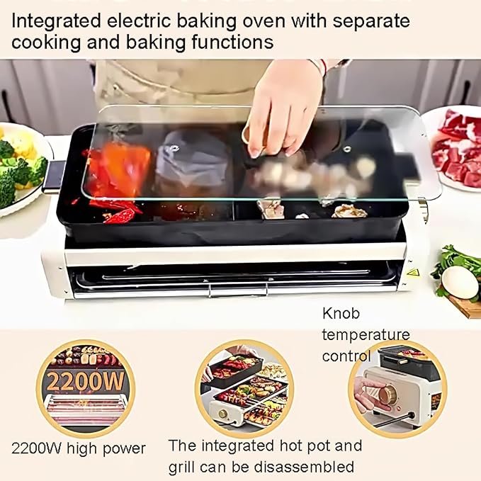 5L Electric Hot Pot Grill, Indoor Smokeless Multi-Layer BBQ and Boiling Cooker with Baking Tray, Large Capacity for 1-8 People, Mandarin Duck Double Flavor Design