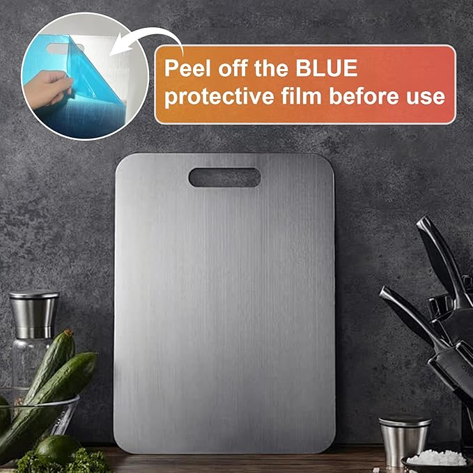 Tavano Titanium Cutting Board,100% Pure Titanium Cutting Boards for Kitchen,Food-Grade Double Side Available Non Toxic Chopping Board,Dishwasher Safe Hygiene Durable Boards(1PC-M)