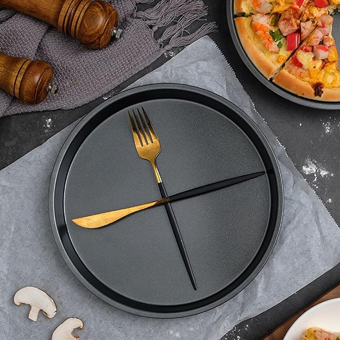 TOPINCN Pizza Pan,2Pcs Non Stick Pizza Pan Deep Thickened Carbon Steel Baking Pan for Kitchen Bakery(9 inches)