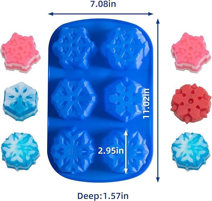 IHOMECOOKER 4PC Large Size Silicone Christmas Baking Mold Set Christmas Tree Snowflakes Snowman Cake Mold,bath bombs,Soap Mold Set
