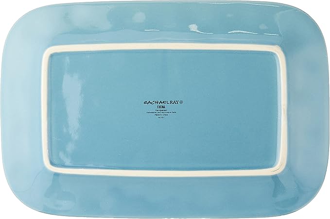 Rachael Ray Cucina Dinnerware Stoneware Rectangular Platter, Agave Blue -, 8" x 12" (Pack of 4)