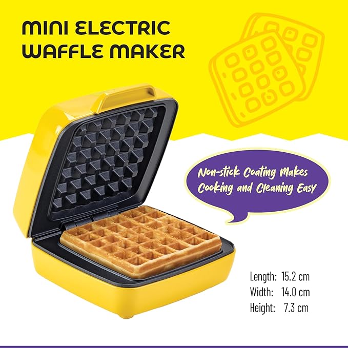 Mini Electric Waffle Maker – Fun Waffle Shape – Non-Stick Coating, Easy to Clean – Perfect for Kids, Families, Dorms, Apartments, RVs – Gift for Holidays, Birthdays, Weddings