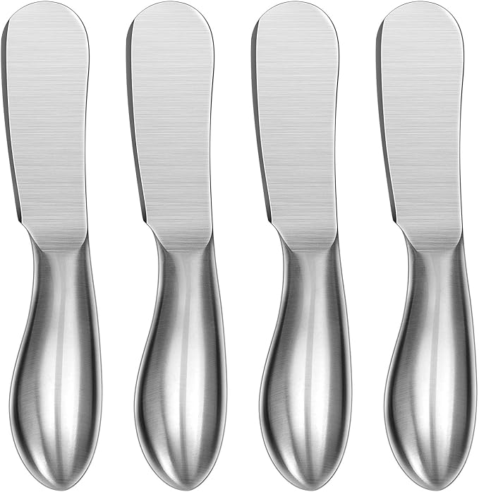 WoneNice 4-Piece Spreader Knife Set, Stainless Steel for Cheese Butter Jam, Dishwasher Safe Kitchen & Serving Utensils, Gift for Wedding Housewarming Christmas